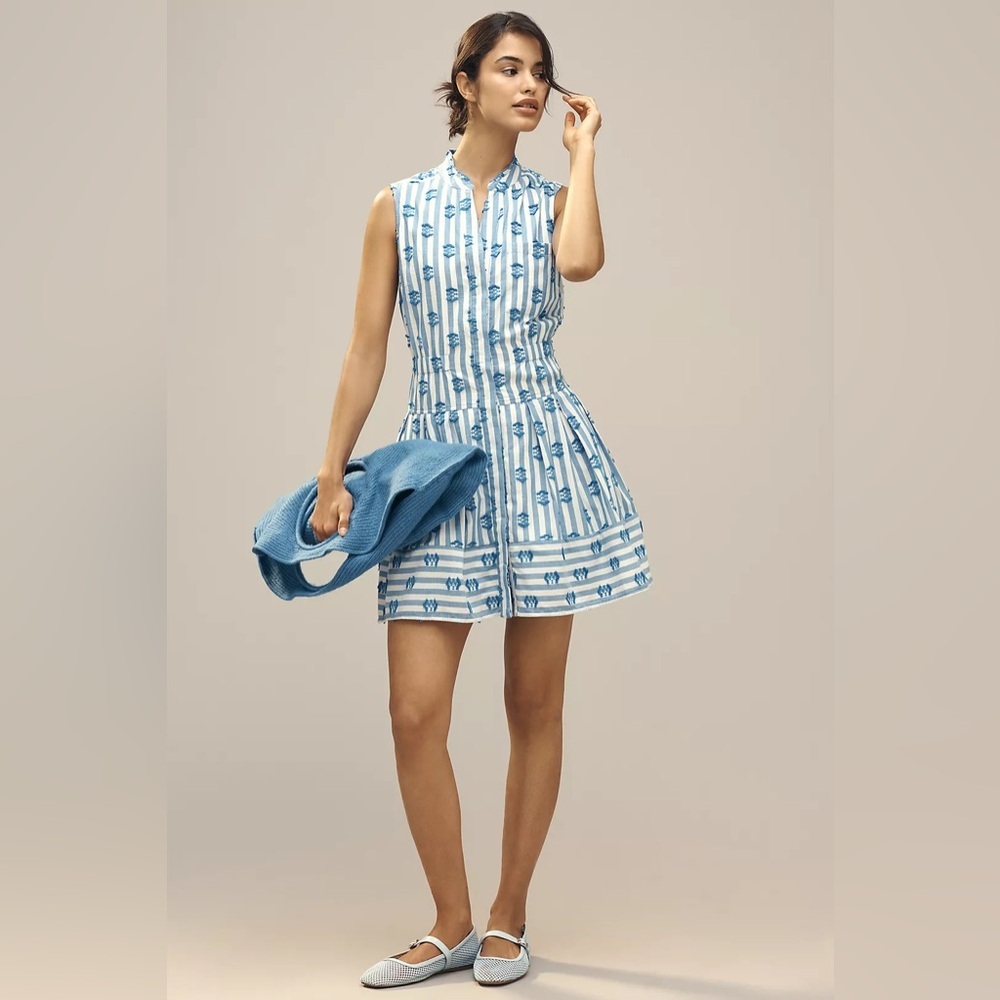 NWT Size L - Anthro 100% Cotton V-Neck Fit & Flare Shirtdress (NWT US$ 148) - Picture 5 of 16
